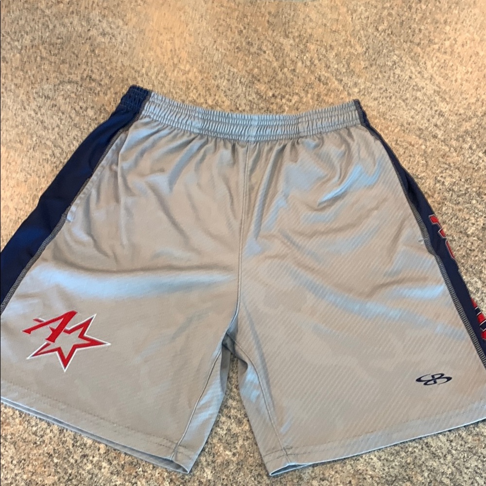 Boys Boombah Gray and Blue Athletic Shorts